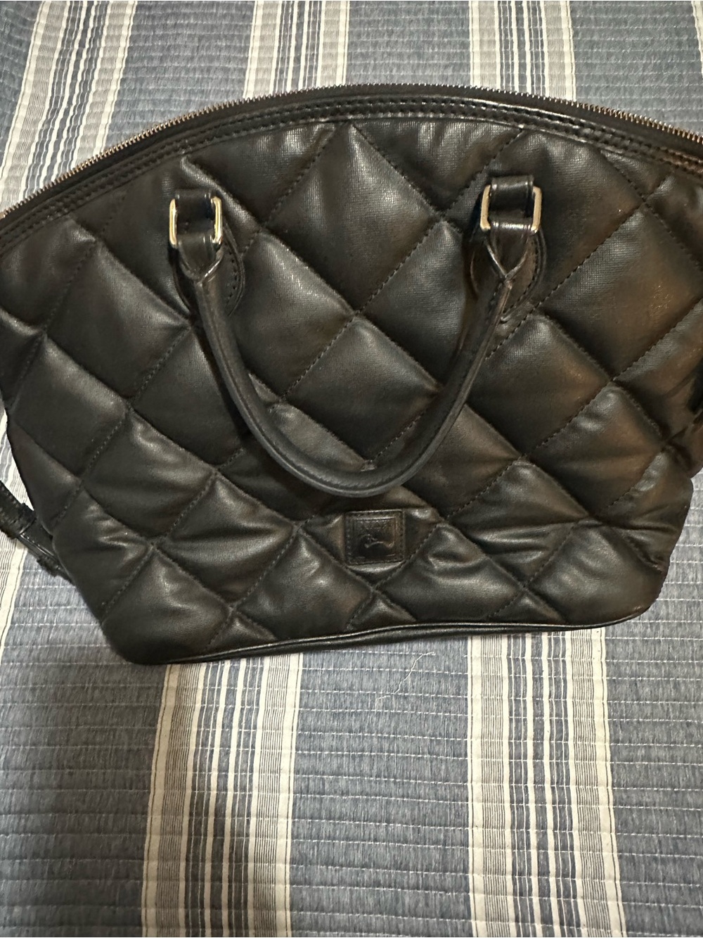 Dooney and Bourke Quilted Black Leather Dome Satchel